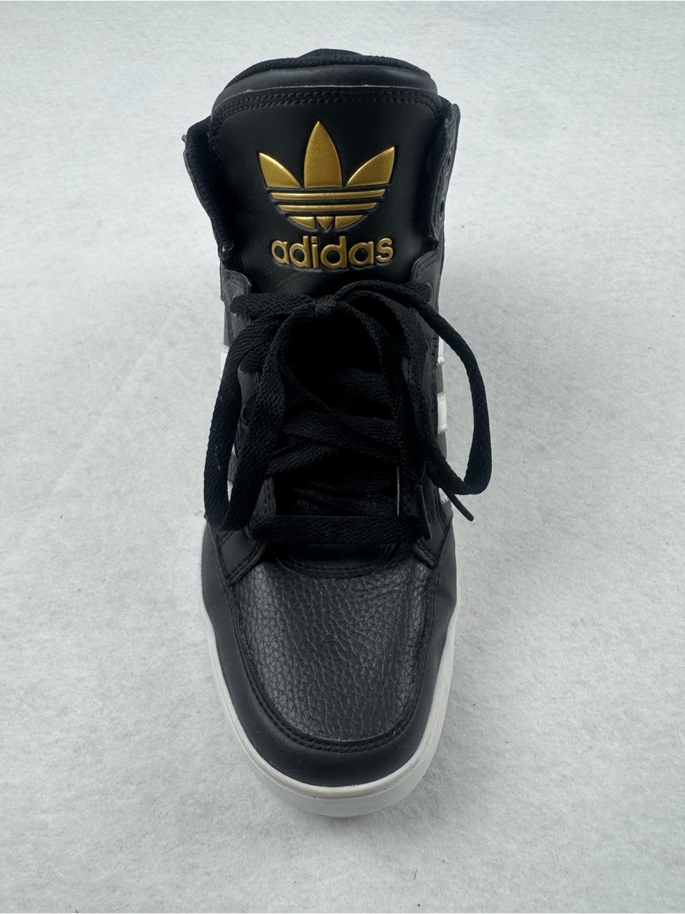 Adidas Originals Black White Gold High Top Sneakers Size 8.5 - Picture 5 of 9